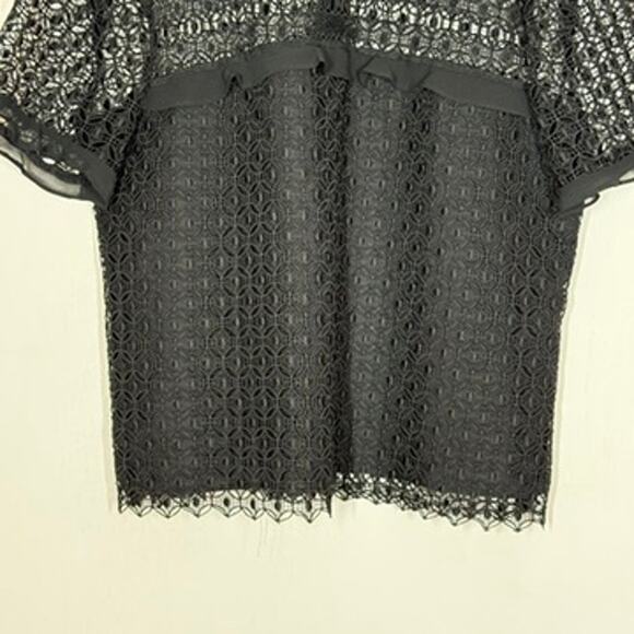 Zara Black Lace Ruffle Blouse Top Wmns L Whimsygoth Lace Dark Academia Twee NWT - Picture 4 of 8